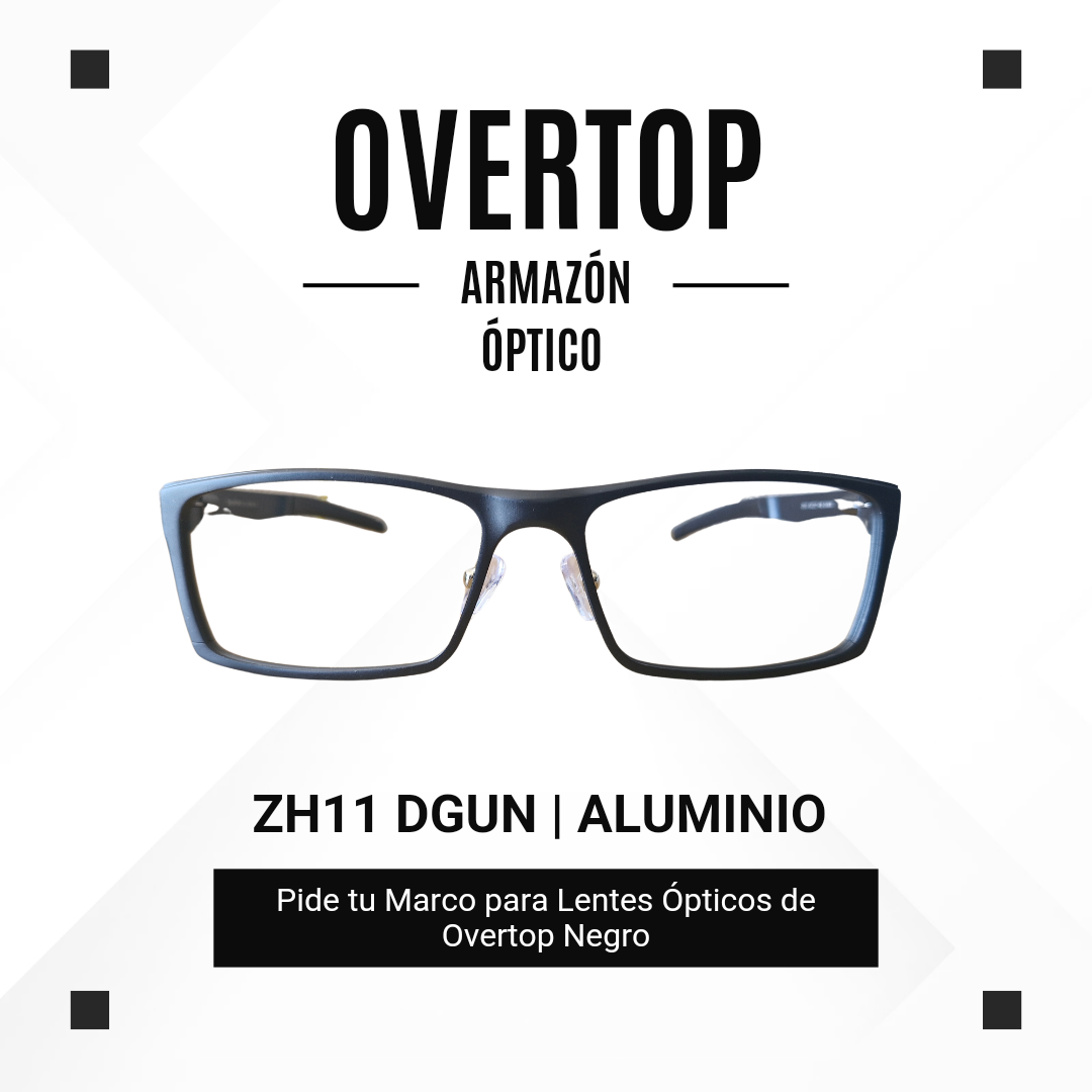 Armazón de ALUMINIO marca OVERTOP + Cristales Ópticos CR39 con capa AR, protección 100% UV.