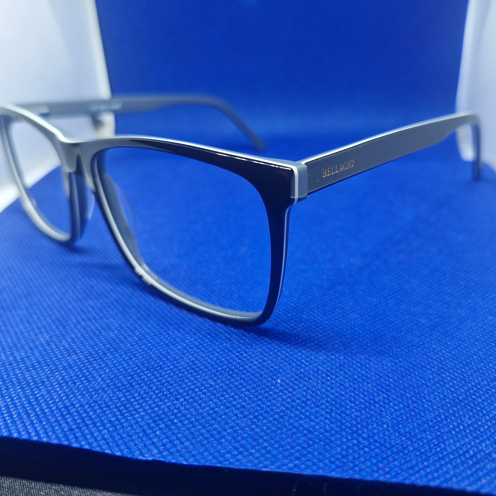 Armazón de ACETATO marca BELLAGIO + Cristales Ópticos CR39 con capa AR, protección 100% UV.