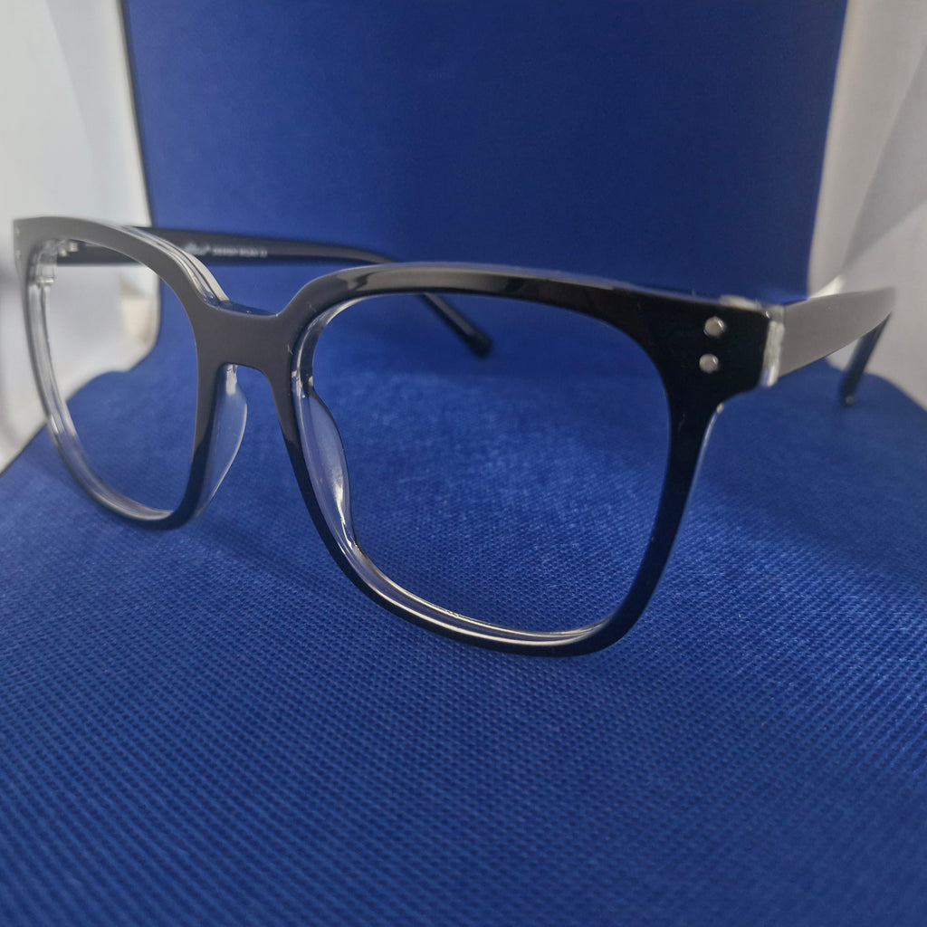 Armazón de ACETATO con forma cuadrada GRANDE marca ALTERNA + Cristales Ópticos CR39 con capa AR, protección 100% UV.