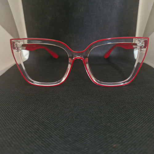 Armazón de ACETATO (TR90) marca UV400 color Transparente + Cristales Ópticos CR39 con AR, protección 100% UV.