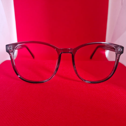 Armazón de Acetato gris transparente marca ALTERNA + Cristales Ópticos CR39 con capa AR, protección 100% UV.