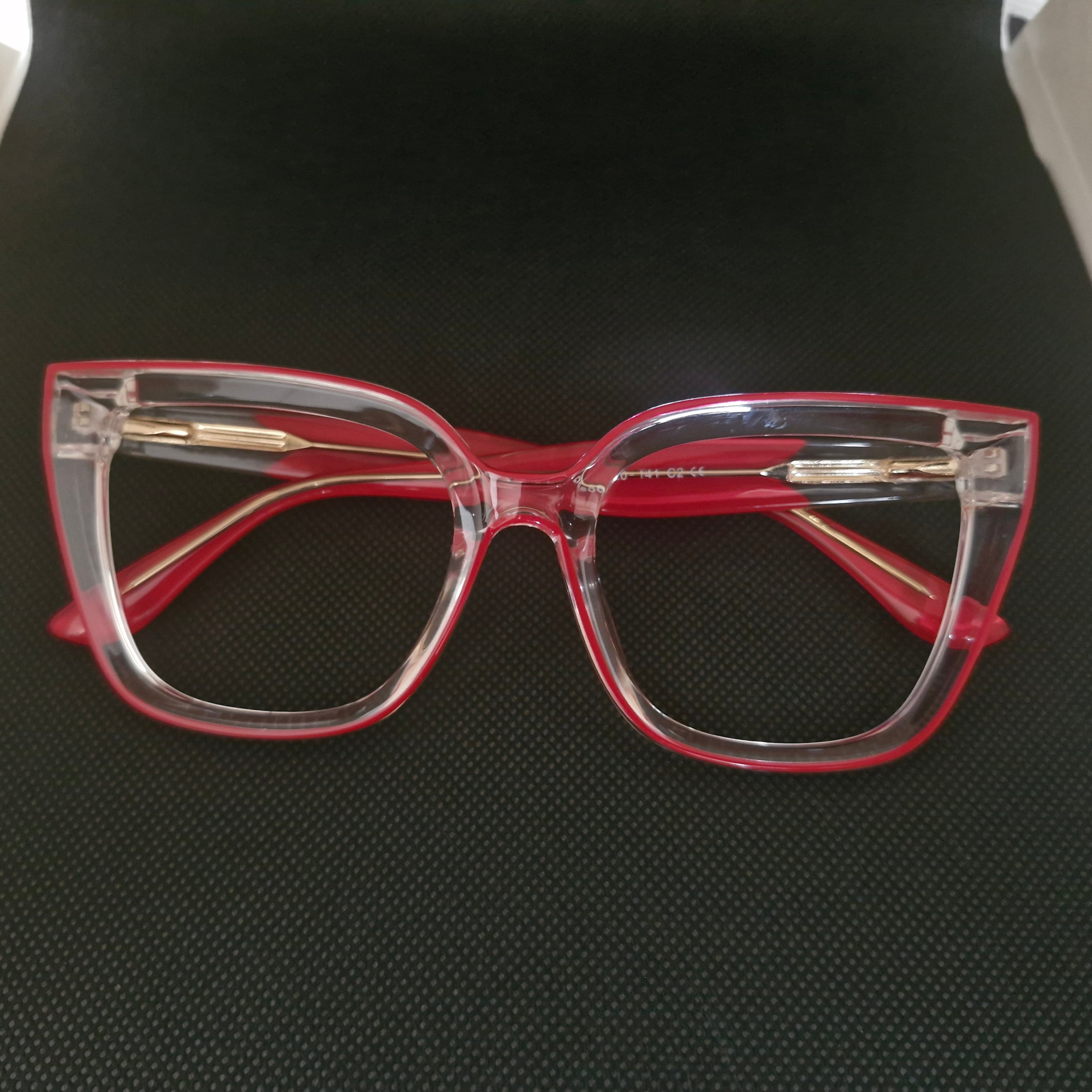 Armazón de ACETATO (TR90) marca UV400 color Transparente + Cristales Ópticos CR39 con AR, protección 100% UV.